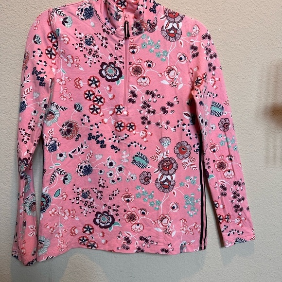 Talbots Pink Graphic Fitted Long Sleeve Polo - Picture 5 of 10